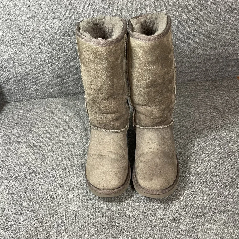 UGG Boots Classic Tall Women's Size 6 Grey Gray Pullon Sheepskin Shoes Warm Cozy